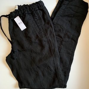 Lou & Grey Black Soft Stretch Waist Linen Pants